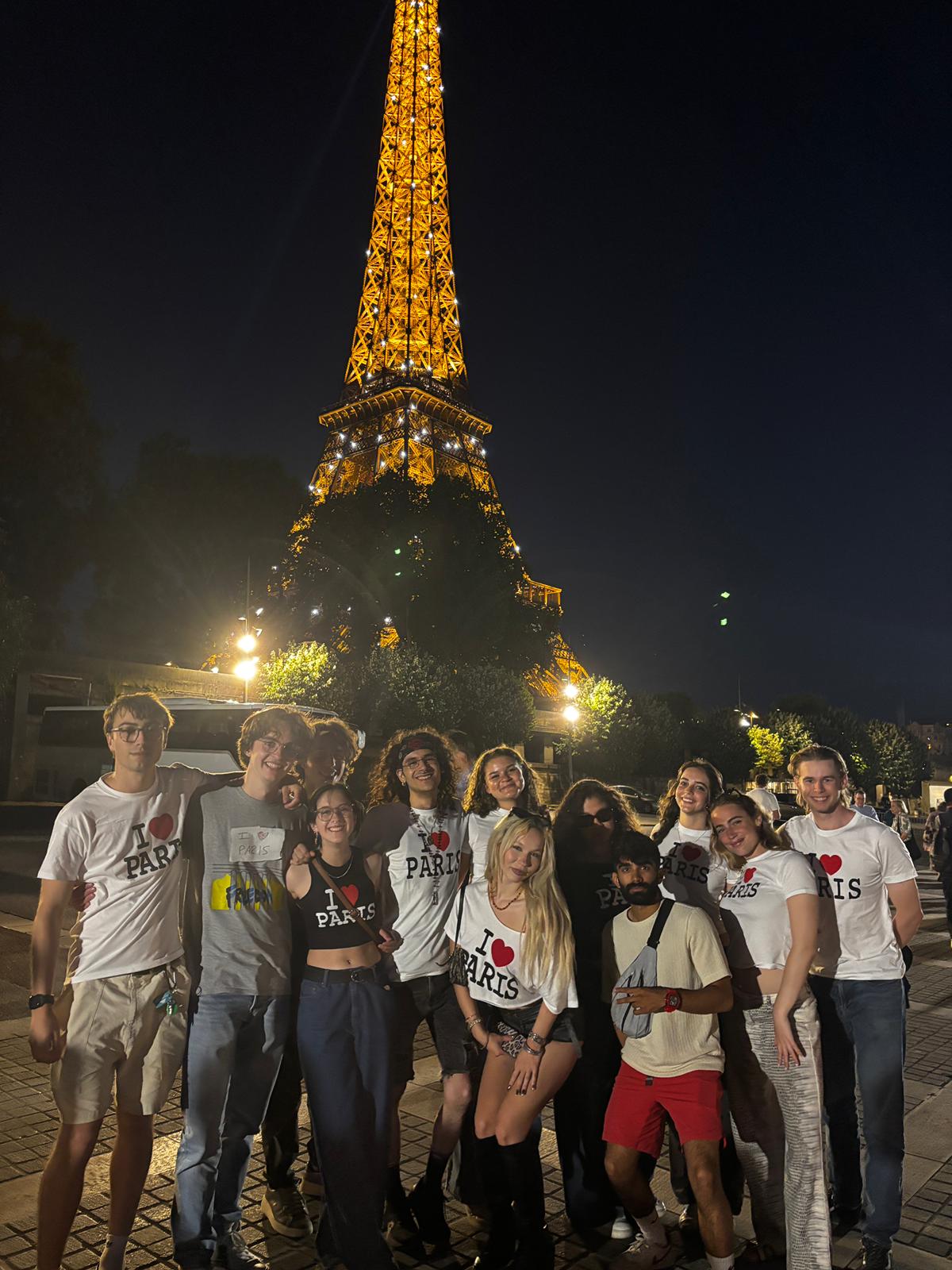 Some of the group on one of the last nights in our cheesy "I HEART PARIS" shirts!