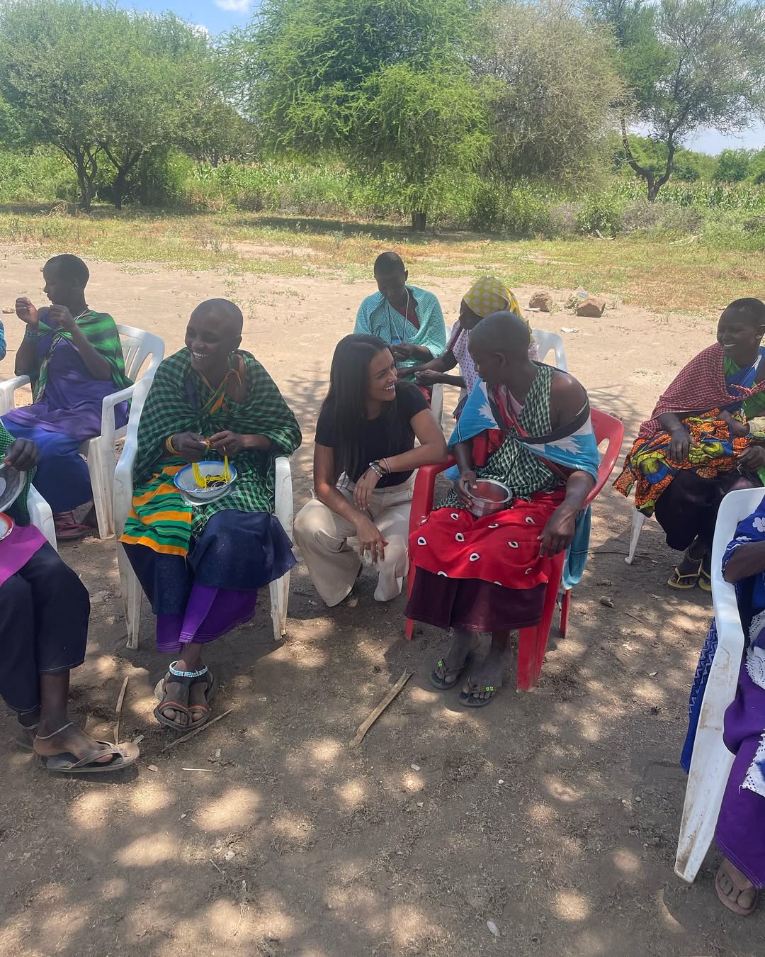 a photo taken with the women group in maasai