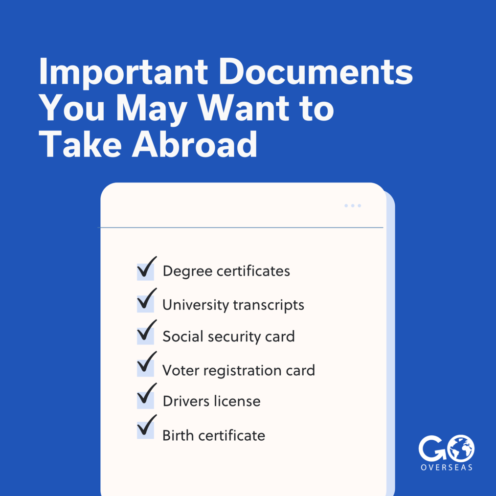 Important documents to take abroad