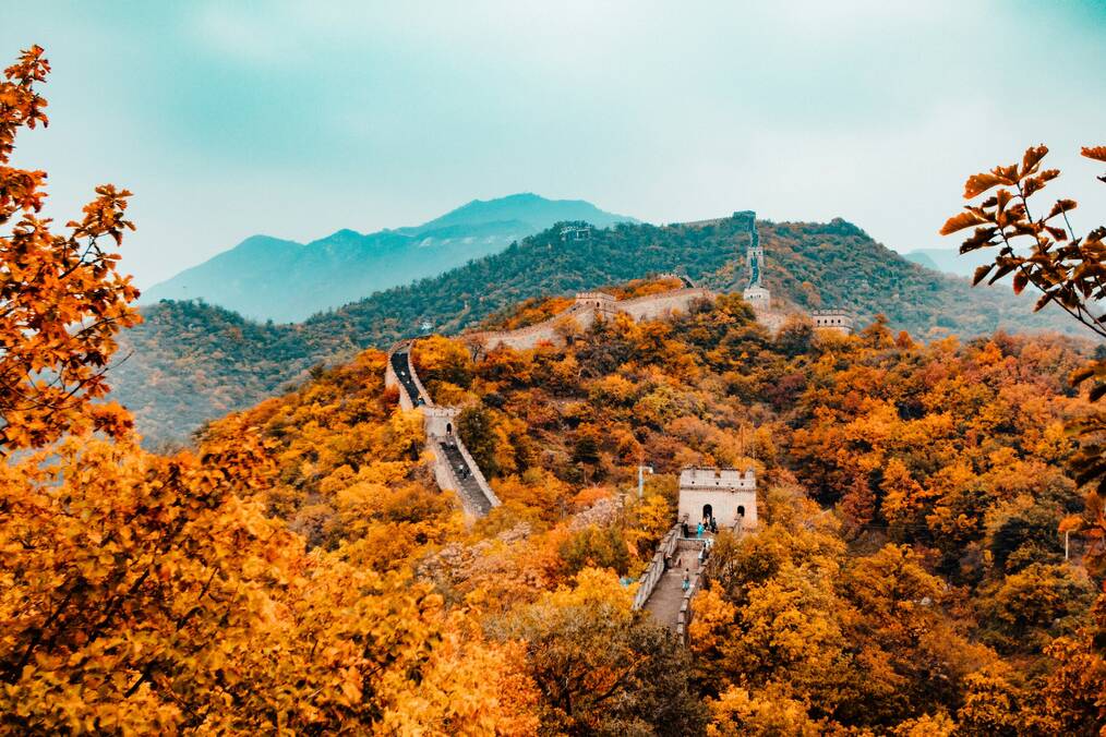 The great wall of China in autumn