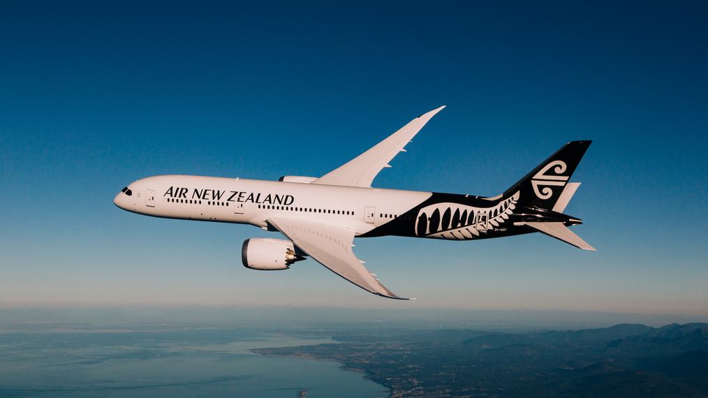 AIR NZ airplane in the sky
