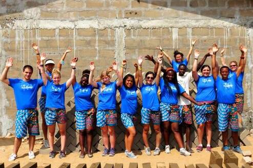 Students by wall