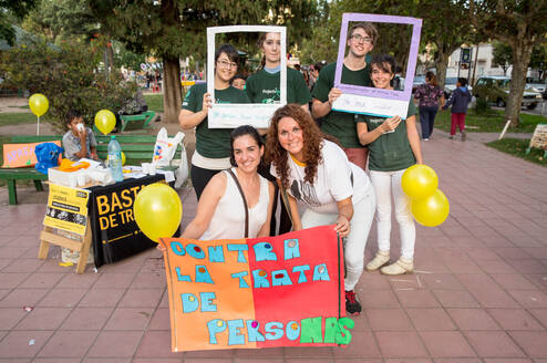Human Rights volunteers in a campaign against human trafficking