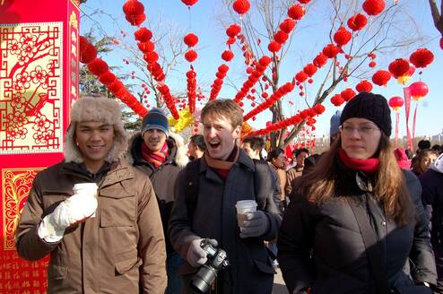 students at Chinese Spring Festival Market