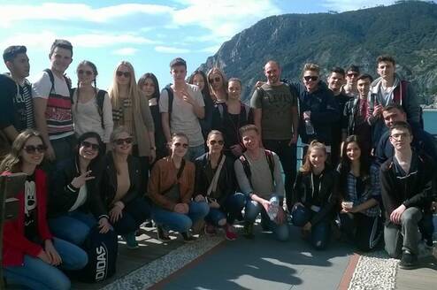 Young group of students on excursion