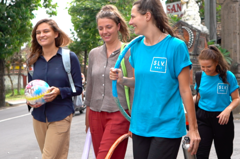 Volunteers on the way to a project
