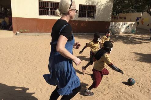playing and running with the kids