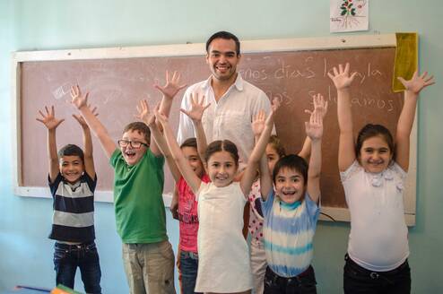Volunteer teaches at the school in Armenia