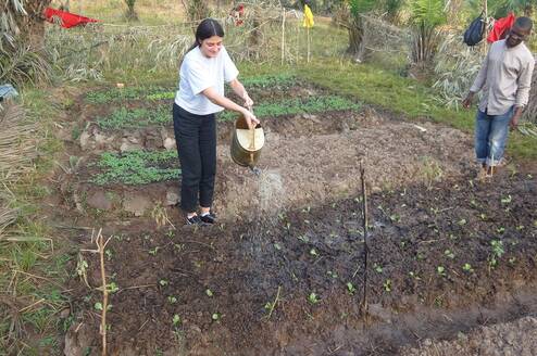 A volunteer taking up gardening