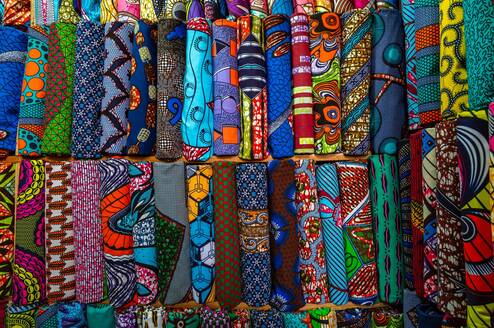 a variety of colorful fabrics