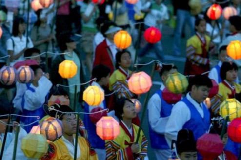 Lanterns at night