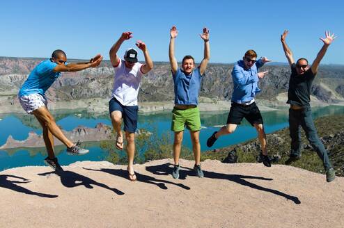 Guys celebrating in Mendoza