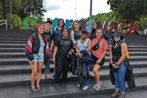 Student group at the Cuernavaca Sign