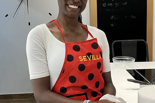A girl doing a cooking class