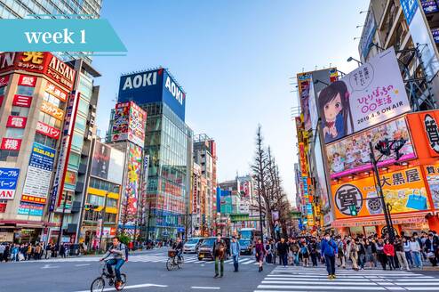 Busy Tokyo street view.
