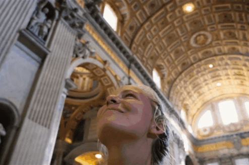 Student in a cathedral in Rome