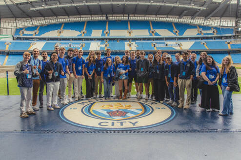 Students at the Etihad Stadium