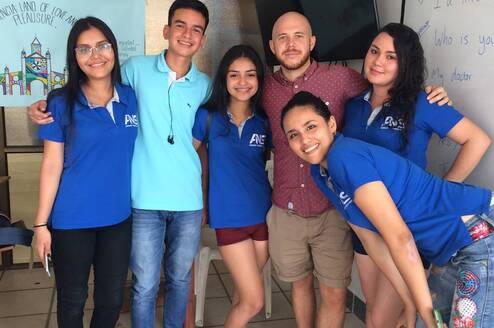 with students