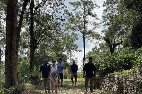 group hiking through Kandy hills