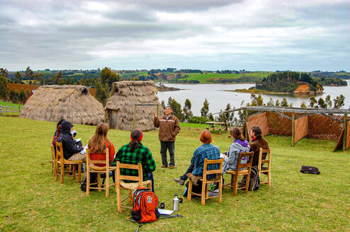 Students participating in a field lecture.