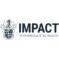 Dark blue Tonbridge School logo featuring a detailed coat of arms on the left and the word 'IMPACT' in bold, with 'TONBRIDGE SCHOOL' written below in smaller capital letters, all on a white background