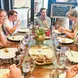 Murphy and students enjoying a meal