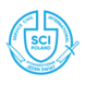 A round-shaped white and blue logo depicting a broken sword with the incription reading SCI Poland in the middle and SERVICE CIVIL INTERNATIONAL on edges
