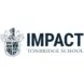 Dark blue Tonbridge School logo featuring a detailed coat of arms on the left and the word 'IMPACT' in bold, with 'TONBRIDGE SCHOOL' written below in smaller capital letters, all on a white background