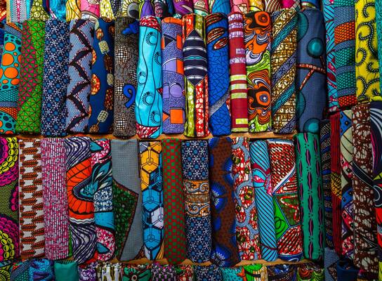 a variety of colorful fabrics