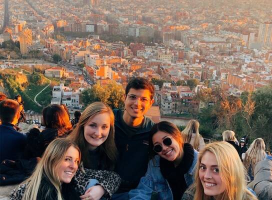 Students enjoy sunset at the Bunkers