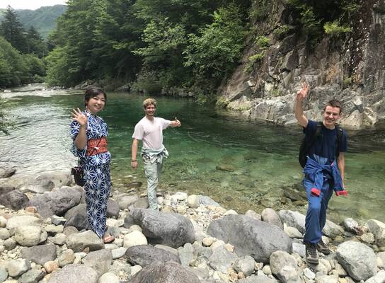 standing by river