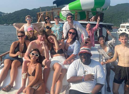 junk boat party with teachers in hong kong