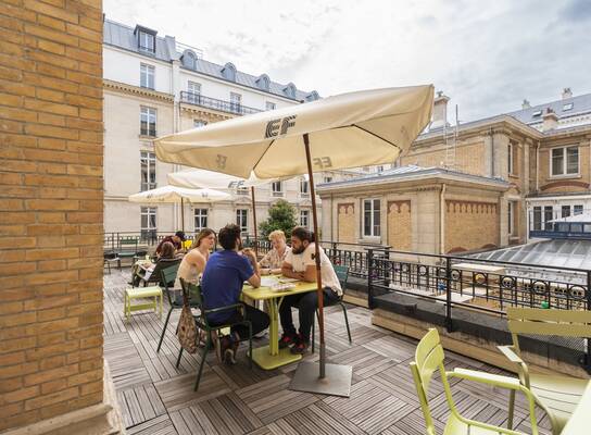 EF students studying on the school rooftop