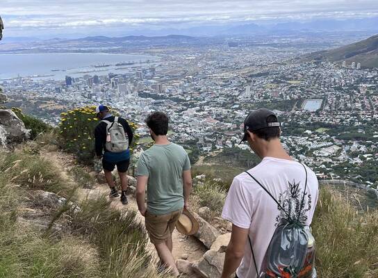 Students hiking above Cape Town
