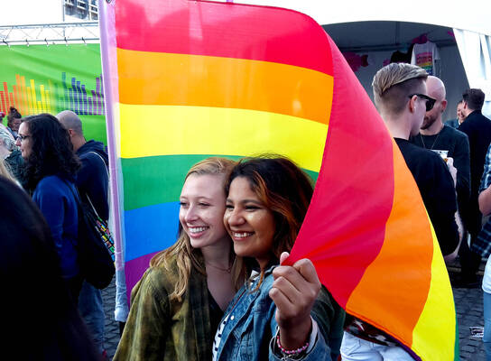 Students at Pride parade.