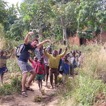 Goofing around with kids in Malawi