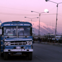 Bus at sunset