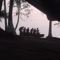 Sunset silhouette at the end of trek