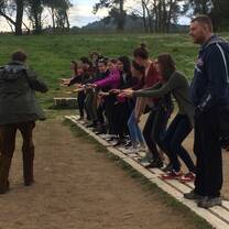 Ready to race in the stadium at Olympia.