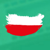 Polish flag on green background