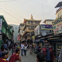 Monks walking through the streets of Mcleodganj