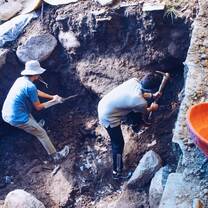 The boys digging the hole for the toilet in Bala. 