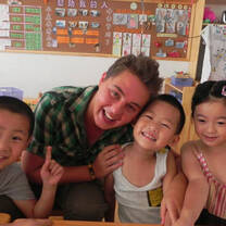 TEFL teacher with his class