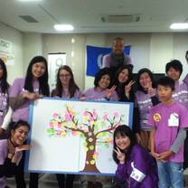 group with piece of art