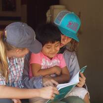Interacting with local children.