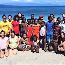 group of volunteers on the beach in Madagascar