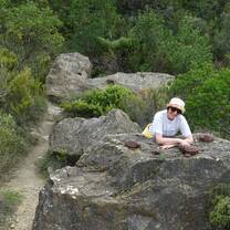 Girl and big rocks