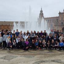 Students with a fountain in Seville! 