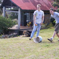 two guy looks like playing outside