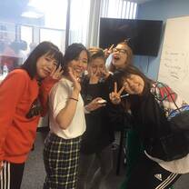 four girls wacky pose